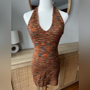 Ruve | Knit Halter Dress in Earthy Tones